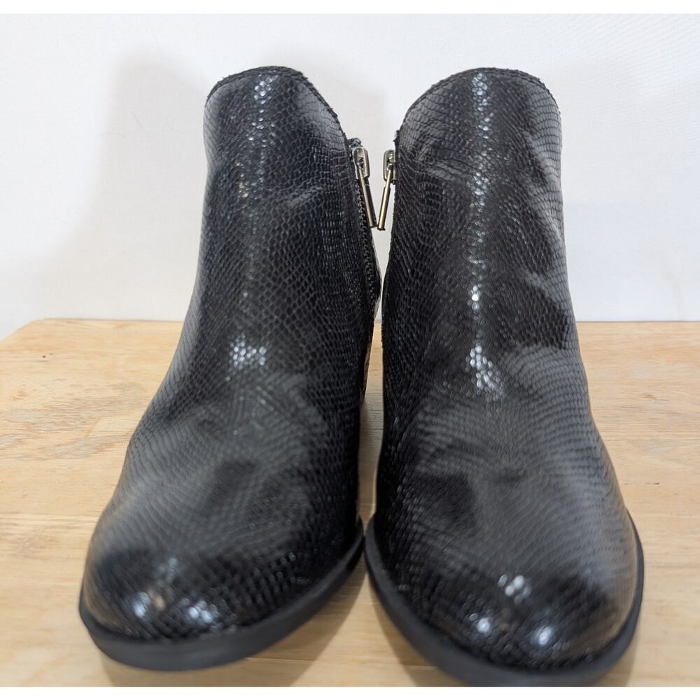 Lucky Brand Basel Black Snake Embossed Leather Double-Zip Booties Women’s 7M - Picture 3 of 8